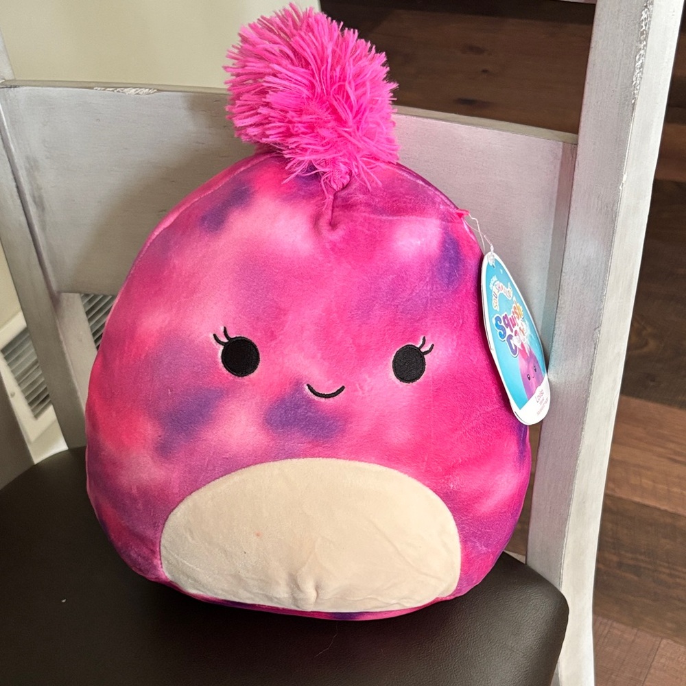 Squishmallows Pink and Purple Tie-Dye Plush with Pom-Pom